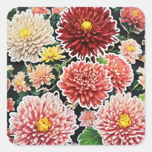 Chrysanthemum Majesty: Embrace Timeless Square Sticker