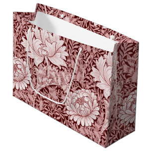 Chrysanthemum Maroon, William Morris Large Gift Ba Bag