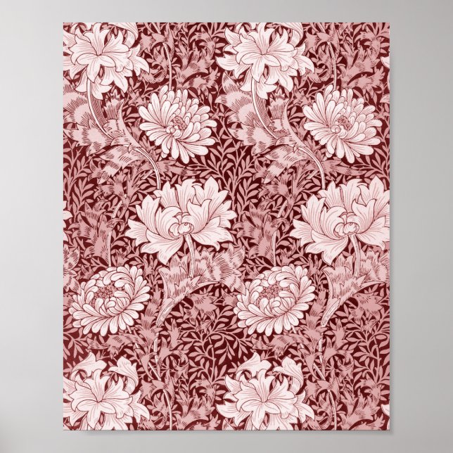 Chrysanthemum Maroon, William Morris Poster (Front)