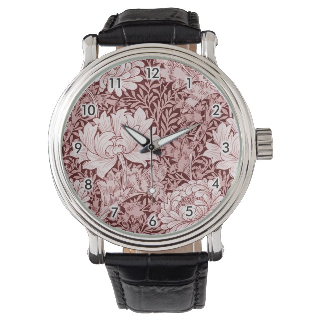Chrysanthemum Maroon, William Morris Watch (Front)