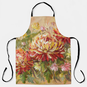 Chrysanthemum Meadow: Acrylic Hand Painting. Apron