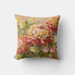 Chrysanthemum Meadow: Acrylic Hand Painting. Cushion