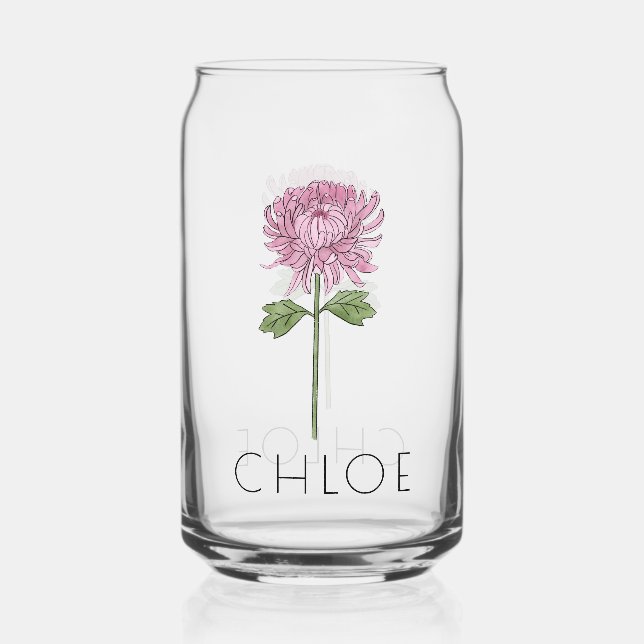 CHRYSANTHEMUM November Birth Flower Custom Name Can Glass (Front)