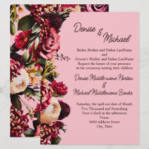 Chrysanthemum on Almond Blossom Pink Invitation