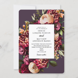 Chrysanthemum on Midnight Plum	 Invitation