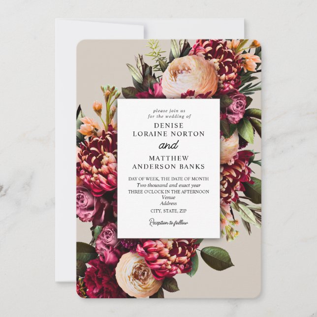 Chrysanthemum on Perfectly Pale Invitation (Front)
