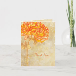 Chrysanthemum Orange Floral Wedding Thank You Card