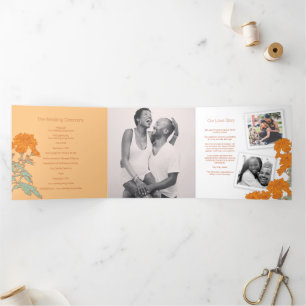 Chrysanthemum orange flower drawing Tri-Fold programme