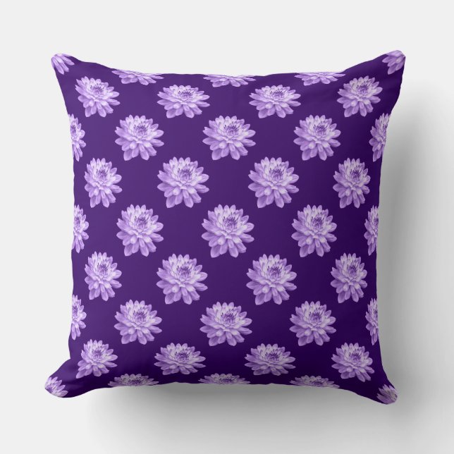 Chrysanthemum Pattern - Deep Purple Cushion (Front)