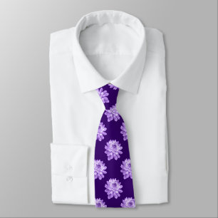 Chrysanthemum Pattern - Deep Purple Tie