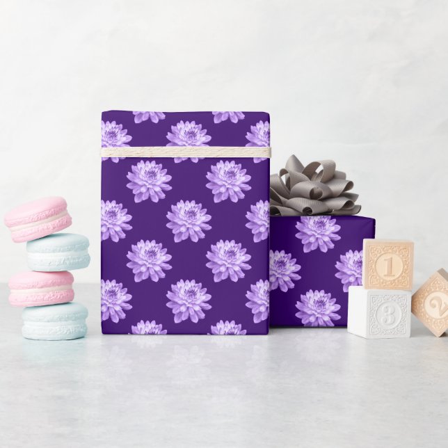 Chrysanthemum Pattern - Deep Purple Wrapping Paper (Baby Shower)