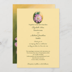 Chrysanthemum Pink and Cream Floral Wedding Invitation