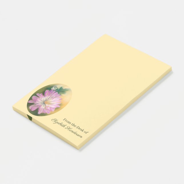 Chrysanthemum Pink and Cream Pastel Floral Post-it Notes (Angled)