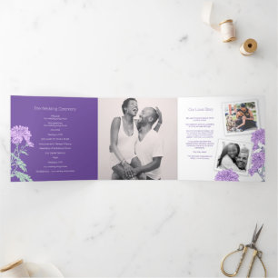 Chrysanthemum purple flower drawing Tri-Fold programme