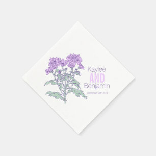 Chrysanthemum purple flowers wedding napkins