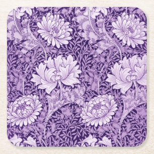 Chrysanthemum Purple, William Morris Square Paper Coaster