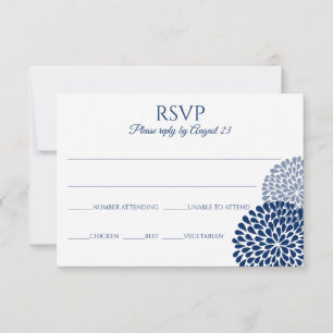 Chrysanthemum RSVP Postcard   Navy Blue