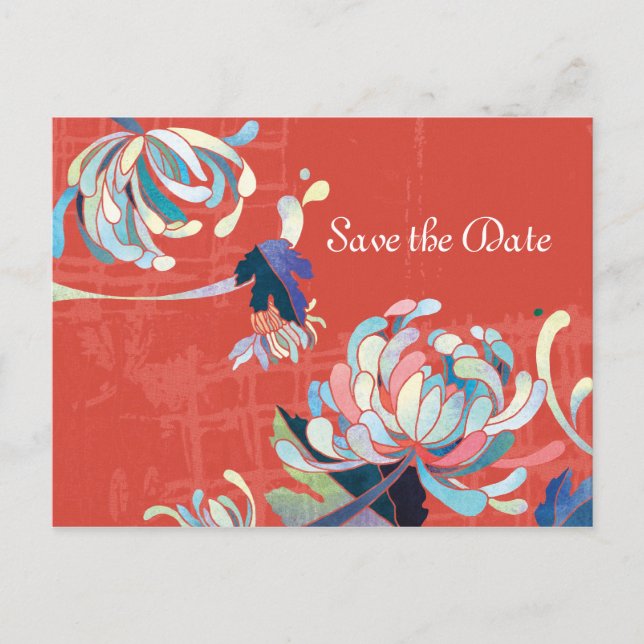 Chrysanthemum Save the Date Wedding Postcards (Front)