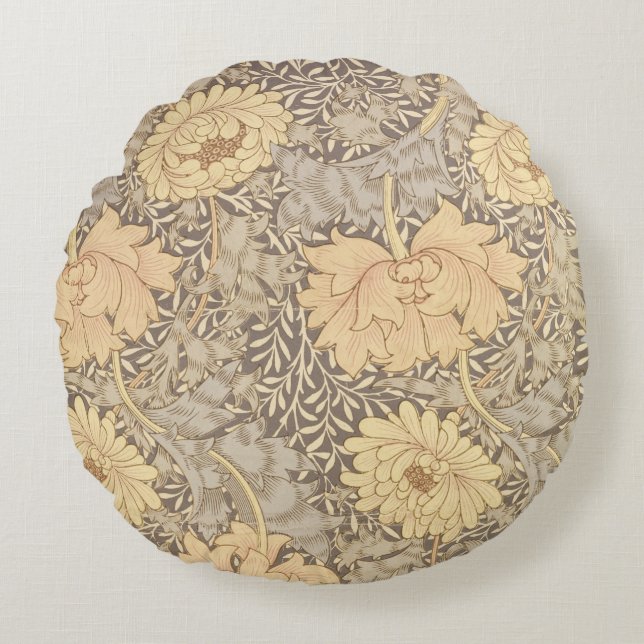 'Chrysanthemum' wallpaper design, 1876 Round Cushion (Front)
