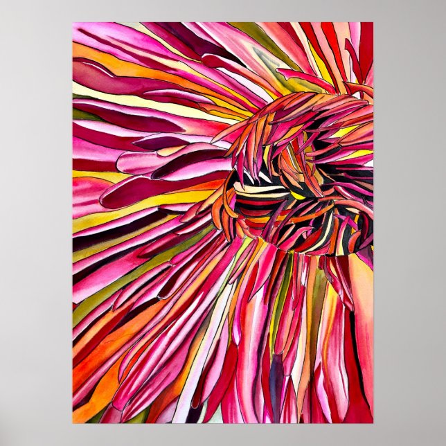 Chrysanthemum watercolor art flower poster (Front)