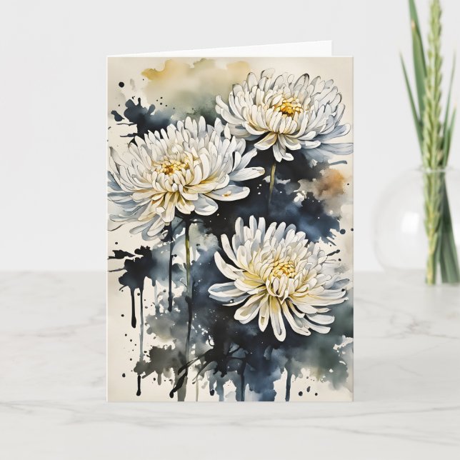 Chrysanthemum - Watercolor flowers Card (Front)
