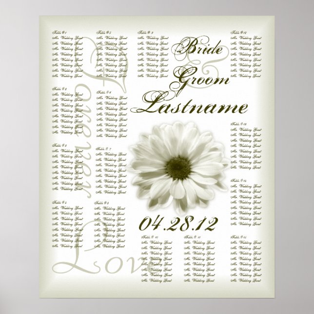 Chrysanthemum Wedding Guest Seating Chart (Front)