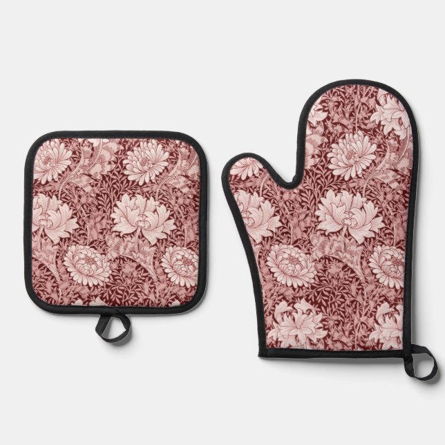 Chrysanthemum, William Morris Oven Mitt & Pot Holder Set (Front)