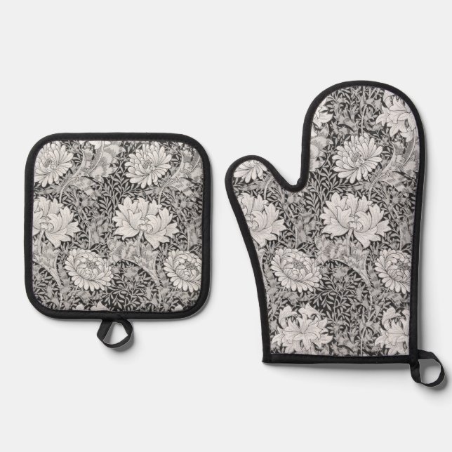 Chrysanthemum, William Morris Oven Mitt & Pot Holder Set (Front)