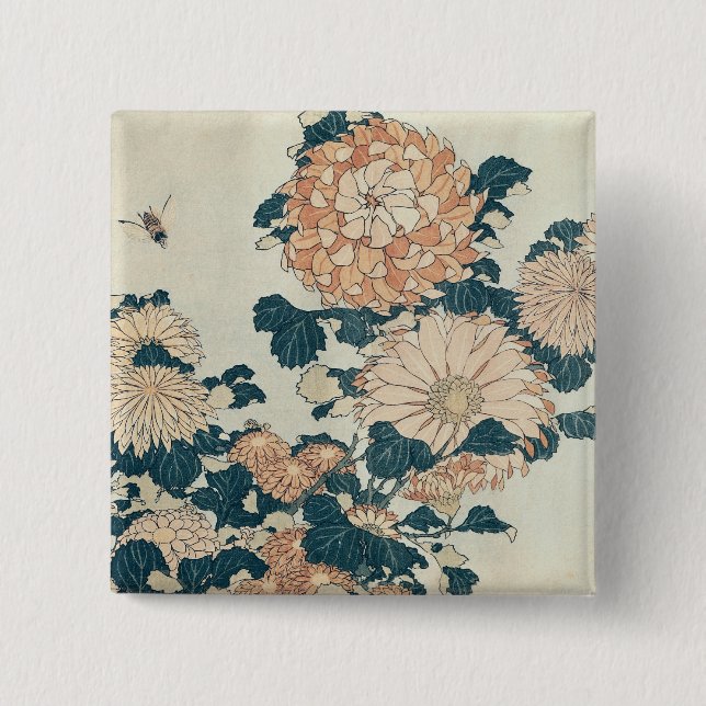 Chrysanthemums 15 Cm Square Badge (Front)