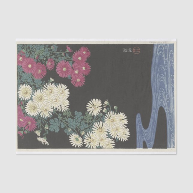 Chrysanthemums and Running Water by Ohara Koson Tissue Paper (Front)