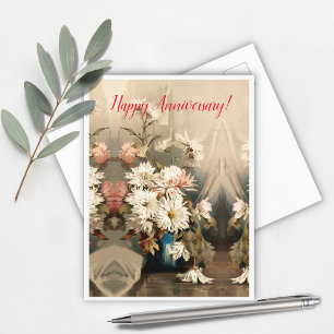 Chrysanthemums, anniversary postcard