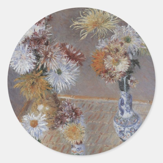 Chrysanthemums by Gustave Caillebotte Classic Round Sticker (Front)