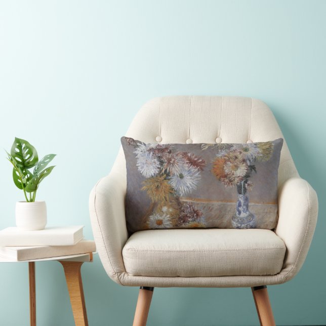 Chrysanthemums by Gustave Caillebotte Lumbar Cushion (Chair)