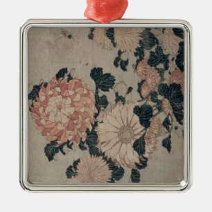 Chrysanthemums (colour woodblock) metal tree decoration
