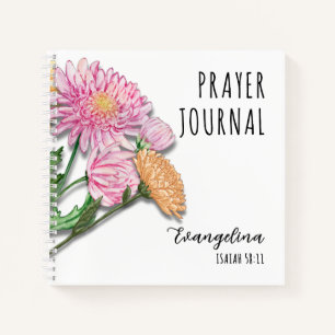 Chrysanthemums Custom Name Floral Christian Prayer Notebook