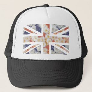Chrysanthemums Flower Union Jack British(UK) Flag Trucker Hat