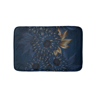 Chrysanthemums hand-drawn, elegant floral pattern. bath mat