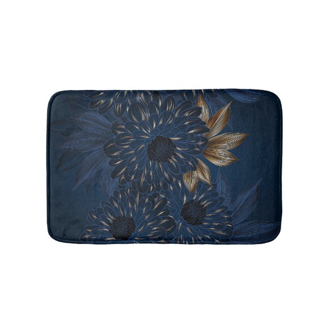 Chrysanthemums hand-drawn, elegant floral pattern. bath mat (Front)