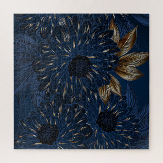 Chrysanthemums hand-drawn, elegant floral pattern. jigsaw puzzle