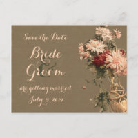 Chrysanthemums in a Bottle Save the Date Postcard