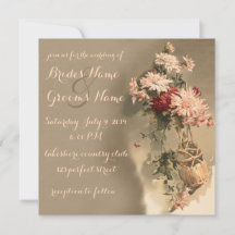 Chrysanthemums in a Bottle Wedding Invitation
