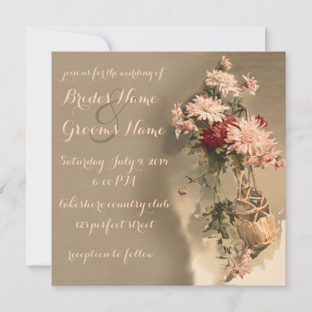 Chrysanthemums in a Bottle Wedding Invitation (Front)