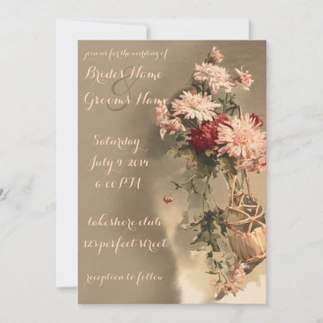 Chrysanthemums in a Bottle Wedding Invitation (Front)