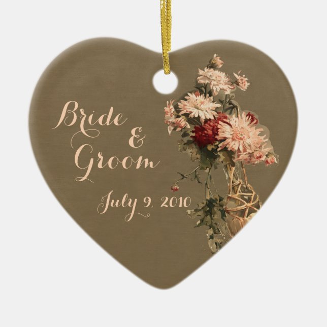 Chrysanthemums in a Bottle Wedding Ornament (Front)