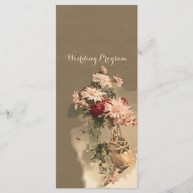 Chrysanthemums in a Bottle Wedding Program Card (Front)