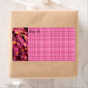 Chrysanthemums / Plaid / Magenta /