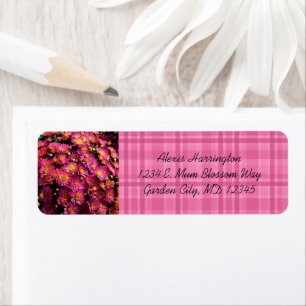 Chrysanthemums / Plaid / Magenta /