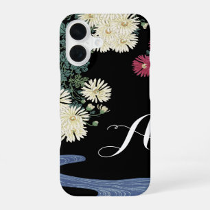 Chrysanthemums,Running Water, Japanese Floral iPhone 16 Case