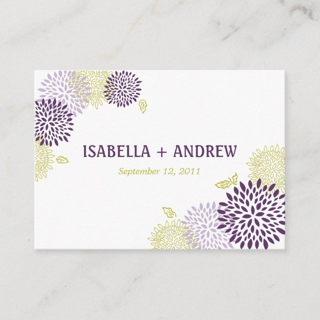 Chrysanthemums Wedding Directions Chubby Enclosure Card (Front)