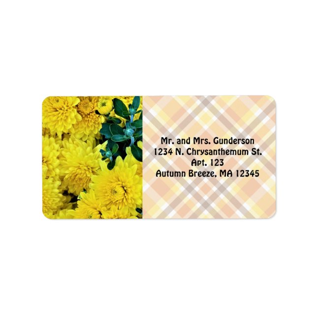 Chrysanthemums / Yellow Flowers / Fall Theme / Label (Front)